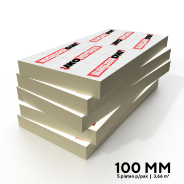 Stapel met 100 mm dikke IKO Enertherm Alu PIR isolatieplaten, inhoud van een pak - Dakmaterialen.com.