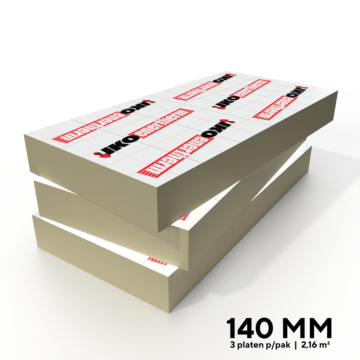 Stapel met 140 mm dikke IKO Enertherm Alu PIR isolatieplaten, inhoud van een pak - Dakmaterialen.com.