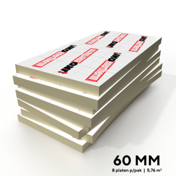 Stapel met 60 mm dikke IKO Enertherm Alu PIR isolatieplaten, inhoud van een pak - Dakmaterialen.com.