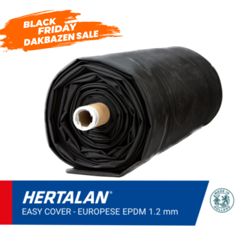 EPDM dakbedekking op maat – Hertalan® Europese kwaliteit – 1,2 mm dik – 2,8 m breed – Made in Holland
