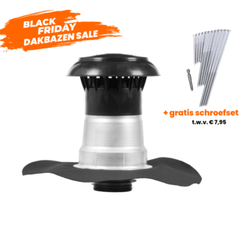 Foto van een Prefab Vent-Alu Dakdoorvoer voorzien van een Europese EPDM slabbe. Compleet product. Perfect voor de installateur, dakbazen en doe het zelvers! 