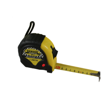 Benson rolmaat 7,5 meter x 25 mm met rubberen grip en duidelijk afleesbare schaalverdeling.