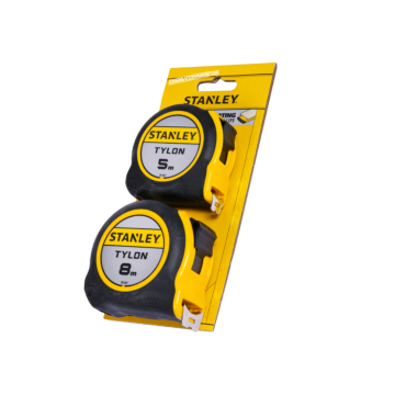 Stanley Tylon 5m & 8m rolmaatset in retailverpakking. Voorzien van Mylar-coating en Tru Zero eindhaak voor extra nauwkeurigheid.