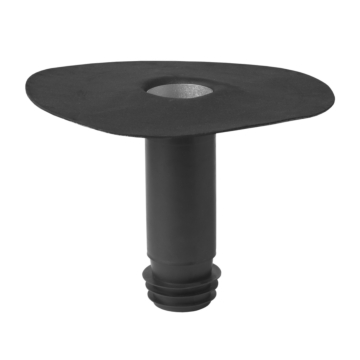 Een afbeelding van een kunststof Resitrix HWA. De kunststof buis is voorzien van een Resitrix SK-W manchet. Deze hemelwaterafvoer is uitermate geschikt voor een dakgoot van Resitrix EPDM. Zowel nieuwbouw als voor renovatie.