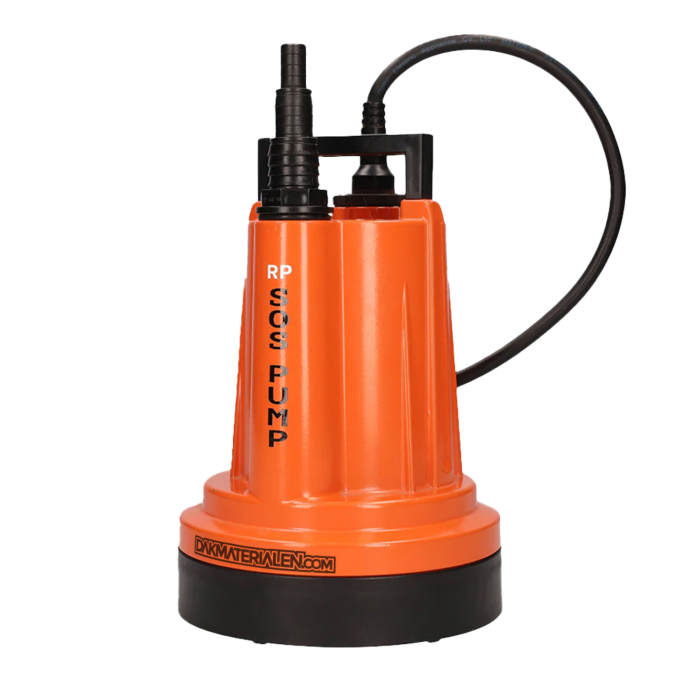 Oranje dompelpomp vlakzuiger Pro met aluminium pomphuis – frontaal beeld