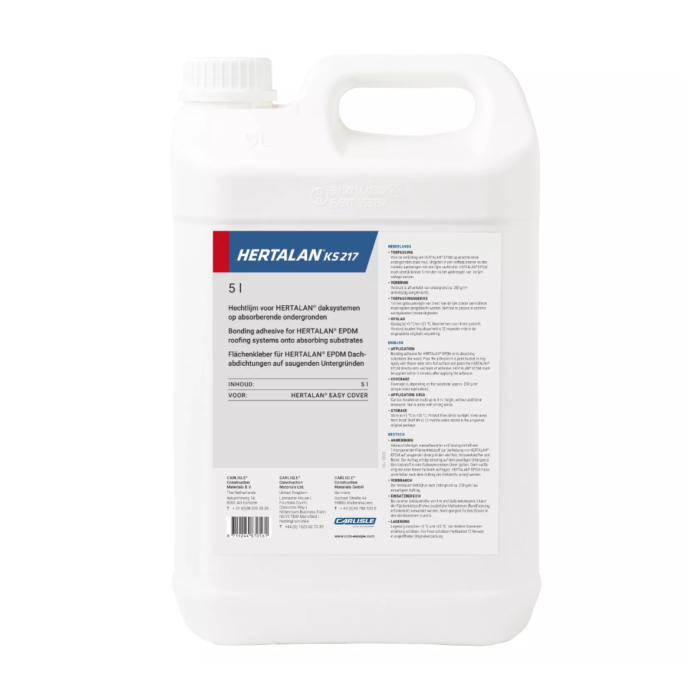 Afbeelding van een Jerry-can gevuld met KS 217 Bodemlijm. Verkrijgbaar bij Dakmaterialen.com
