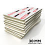 Stapel met 30 mm dikke IKO Enertherm Alu PIR isolatieplaten, inhoud van een pak - Dakmaterialen.com.