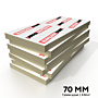 Stapel met 70 mm dikke IKO Enertherm Alu PIR isolatieplaten, inhoud van een pak - Dakmaterialen.com.