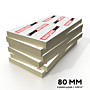 Stapel met 80 mm dikke IKO Enertherm Alu PIR isolatieplaten, inhoud van een pak - Dakmaterialen.com.