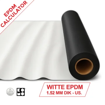 Witte EPDM dakbedekking op maat – 1,52 mm dik – 3,05 m. breed - Vliegvuur-bestendig - EPDM dakfolie per m² op maat
