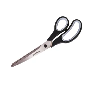 Benson hobby schaar 25 cm met roestvrijstalen bladen en ergonomisch kunststof handvat voor comfortabel gebruik bij het knippen van stof en andere materialen.