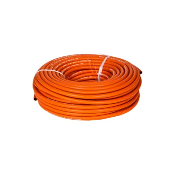 Oprolbare oranje propaanslang van hoogwaardige kwaliteit, geschikt voor professioneel gebruik bij dakdekkers en installateurs voor het aansluiten van gasbranders.