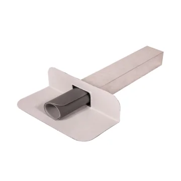 Aluminium kiezelbak 90 graden met PVC coating, inclusief lasbaar PVC manchet voor eenvoudige aansluiting op dakbedekking.