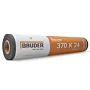 Afbeelding van een liggende rol Bauder SBS bitumen met een oranje witte wikkel. Dit hoogwaardige product is één van de beste SBS bitumen verkrijgbaar op de Nederlandse en Belgische markt. Dakmaterialen.com - Ieder duurzaam dak binnen handbereik.